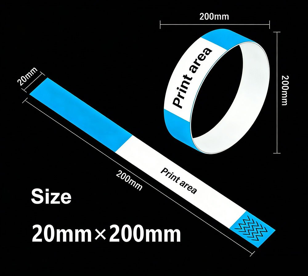 20mm × 200mm Size Printable Wristbands for Small Child