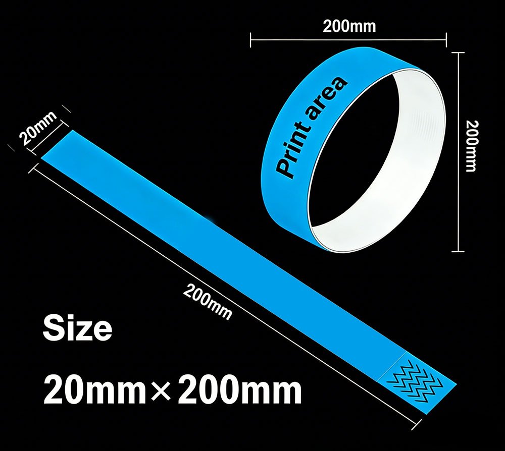 Child size Tyvek wristband, 20 mm by 200 mm