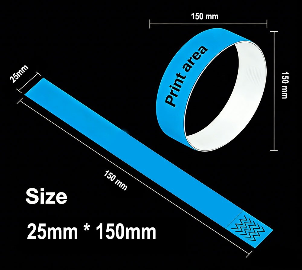 Baby size Tyvek wristband, 25 mm by 150 mm