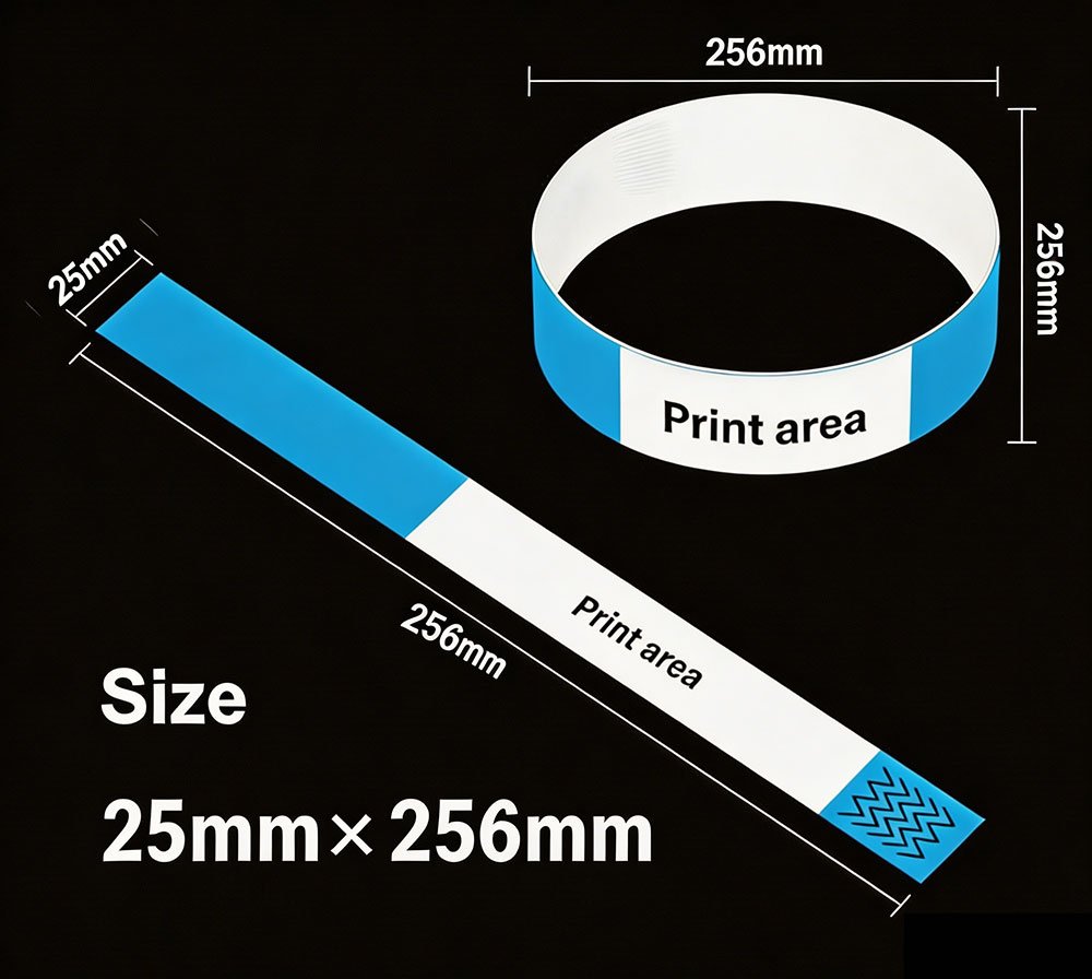 25mm × 256mm Size Printable Wristbands for Regular Adult