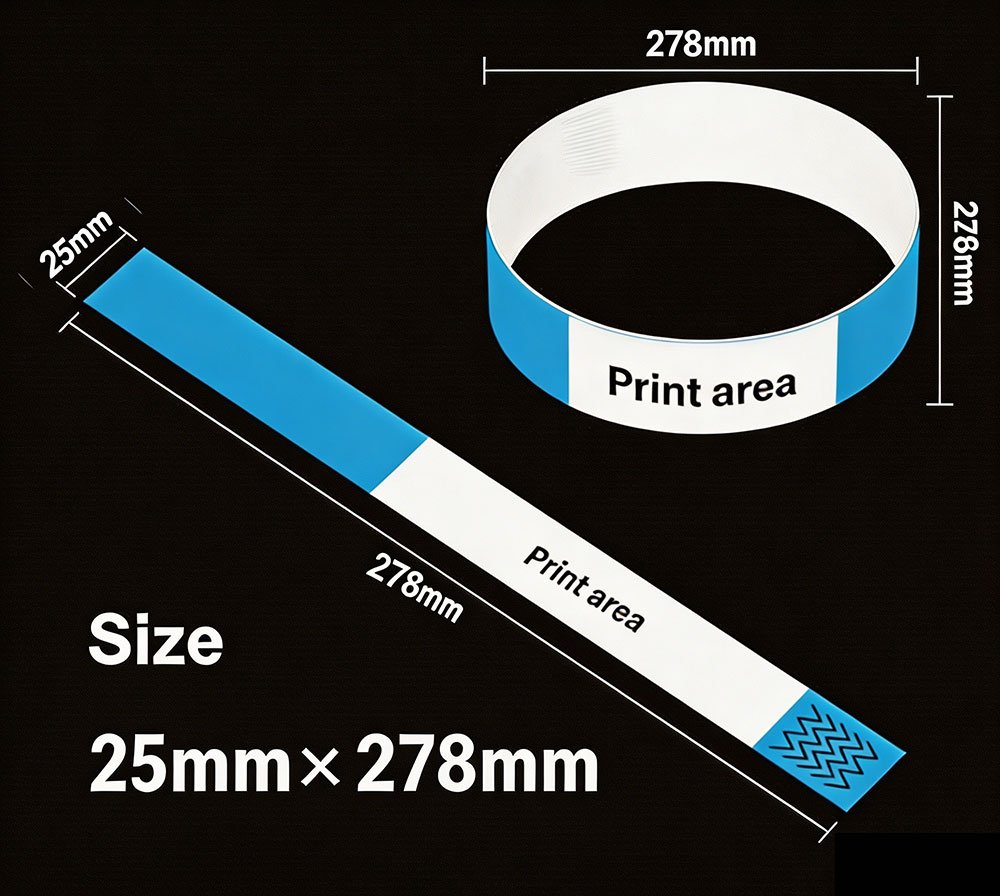 25mm × 278mm Size Printable Wristbands for Adult