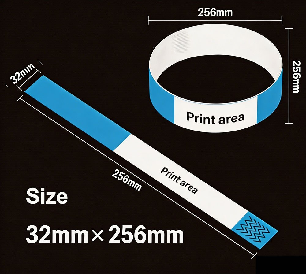 32mm × 256mm Size Printable Wristbands for Wide Adult