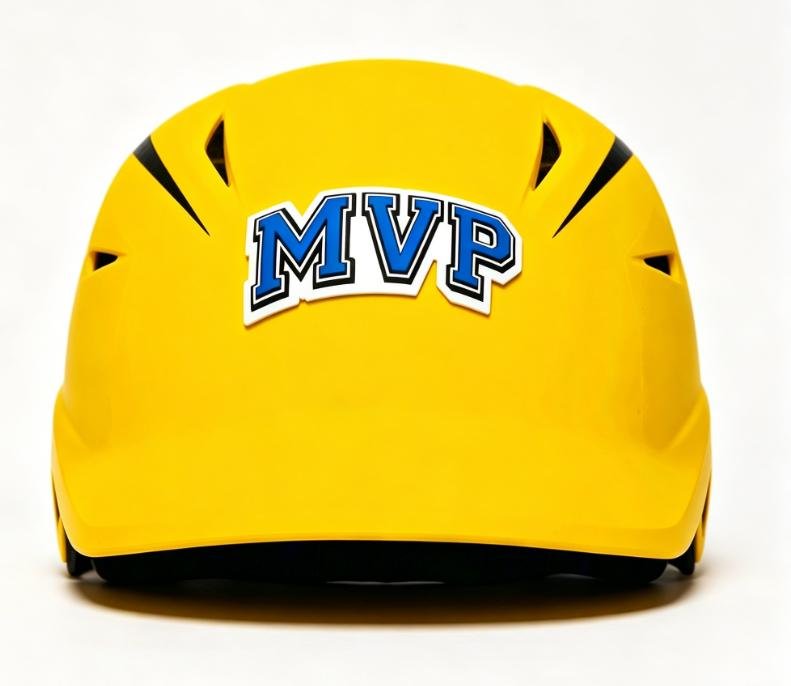 Raised baseball helmet decals