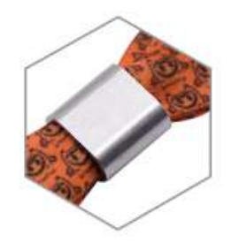 Silver matte metal ellipsoid barrel lock for woven fabric wristbands