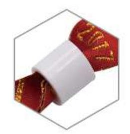 White high-gloss round plastic barrel lock for event satin bands