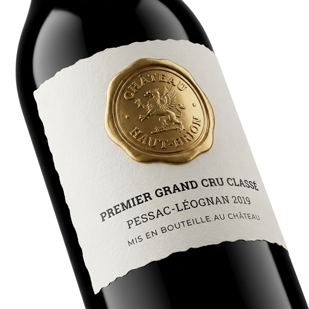 Textured paper wine labels with gold foil stamping for boutique wineries