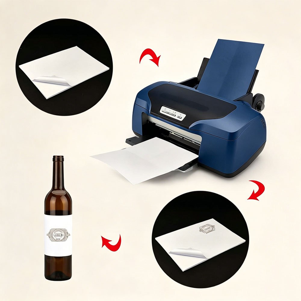 Blank printable wine labels compatible with inkjet and laser printers