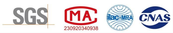 SGS, MA, ILAC-MRA and CNAS certification marks