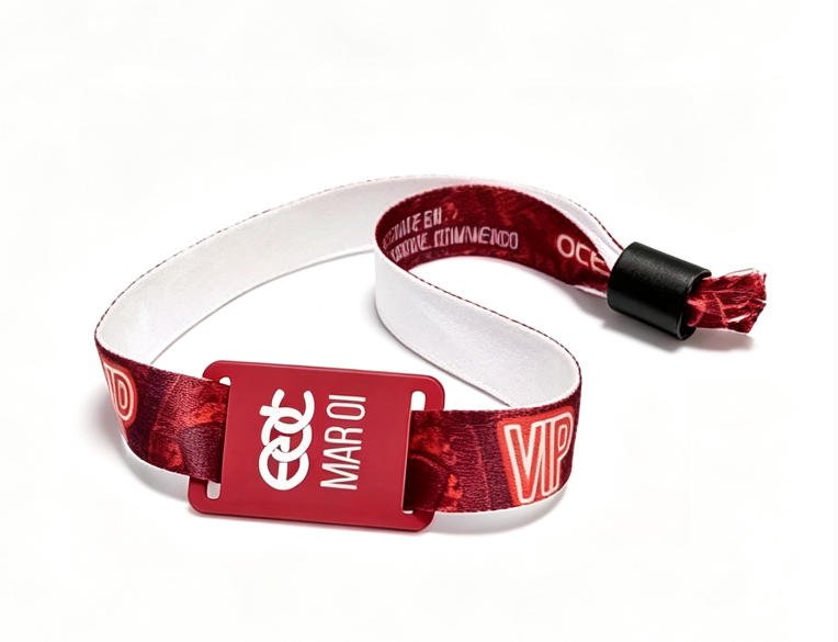 Satin VIP wristband with flexible NFC RFID chip for contactless gate entry