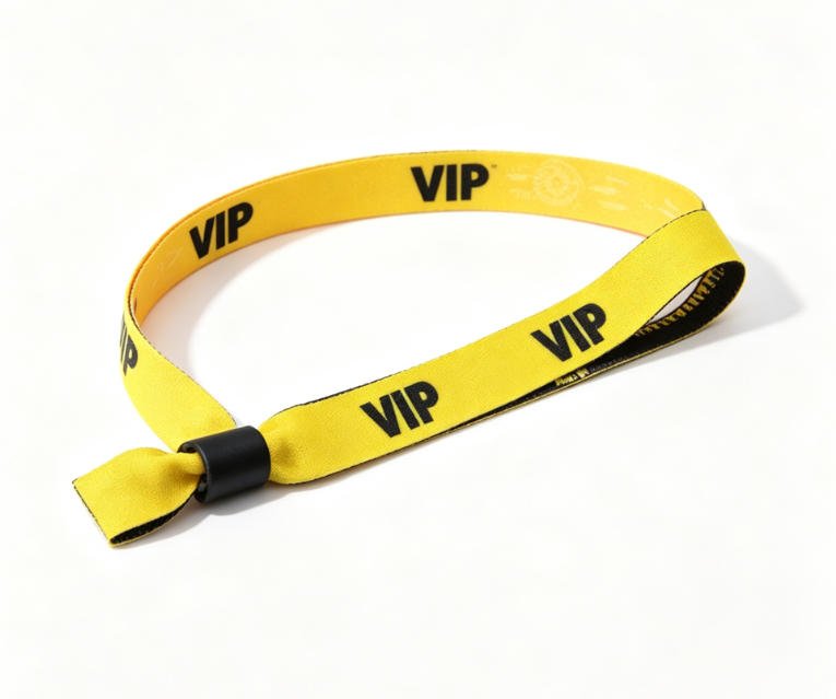 Gold silver and bronze color-coded satin bands for multi-tier VIP seating