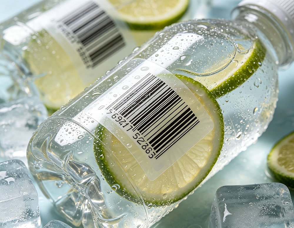 Transparent Barcode Label for Bottles