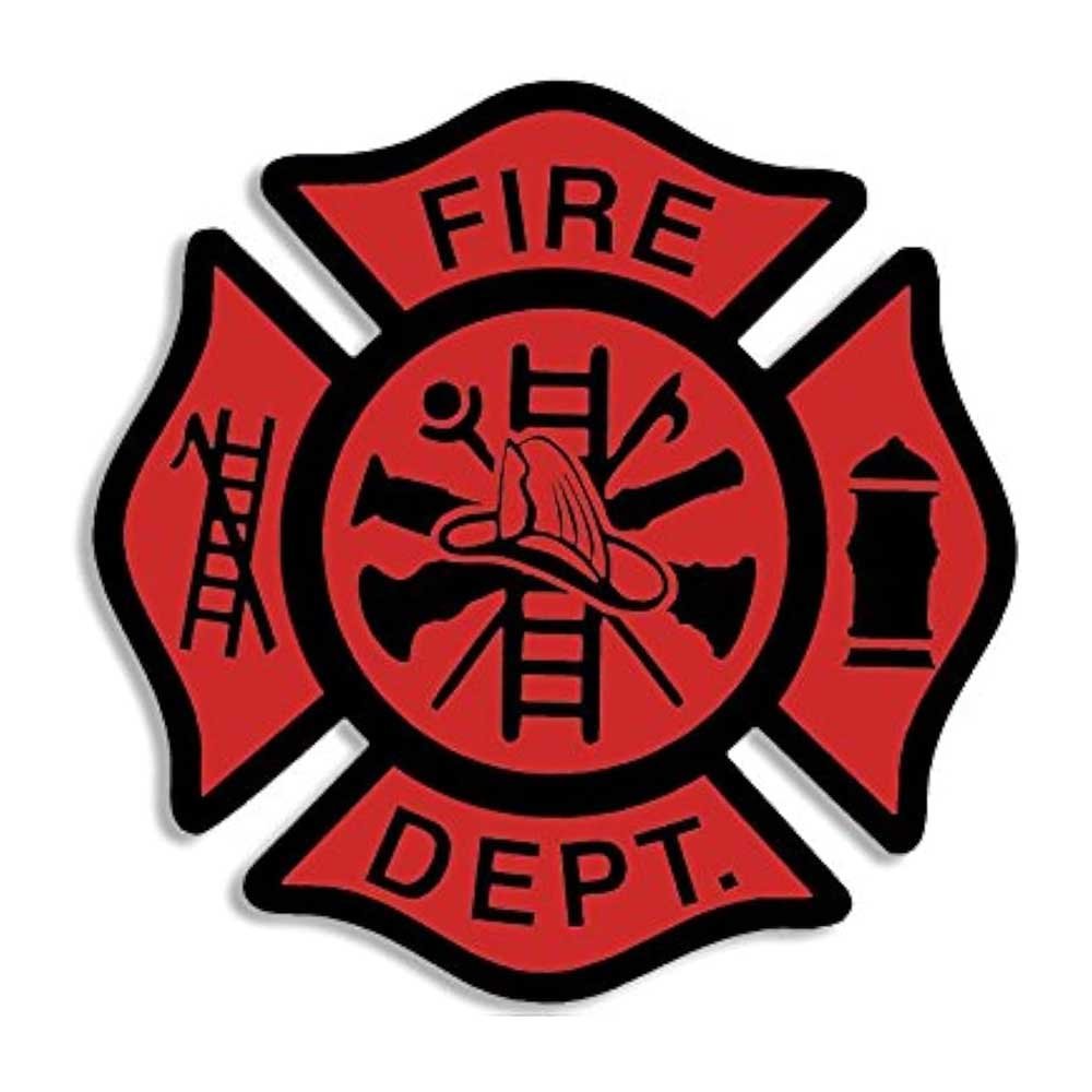 Fire Dept Maltese Cross Shaped Vinyl Decal
