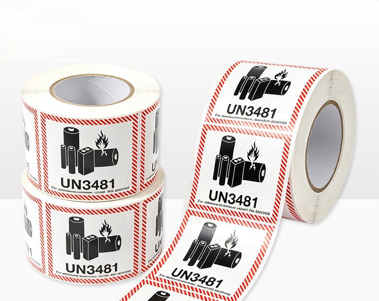 UN3481 shipping label for laptops, drones, and electronics with built-in lithium batteries packed inside equipment