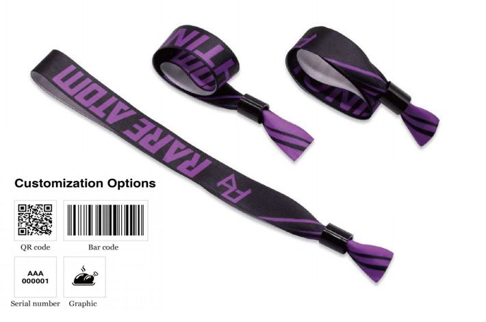 Gold satin VIP wristband with custom logo print and breakaway plastic lock