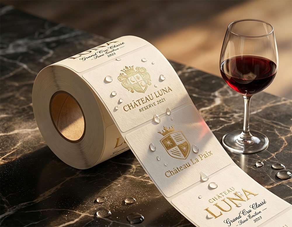 Custom wine label printing with waterproof coating for premium wineries
