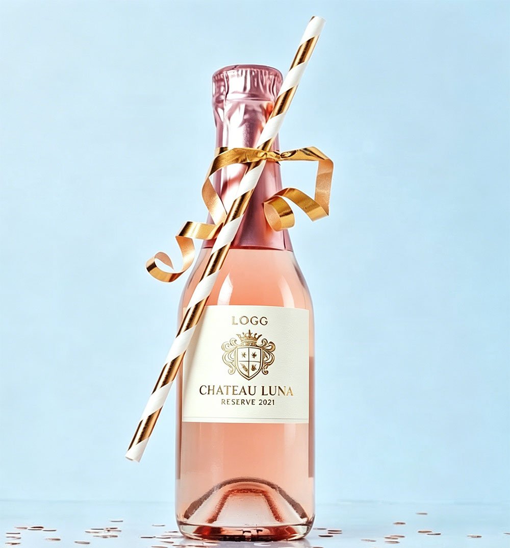 Miniature 187ml bottle labels for hotel amenities and tasting events