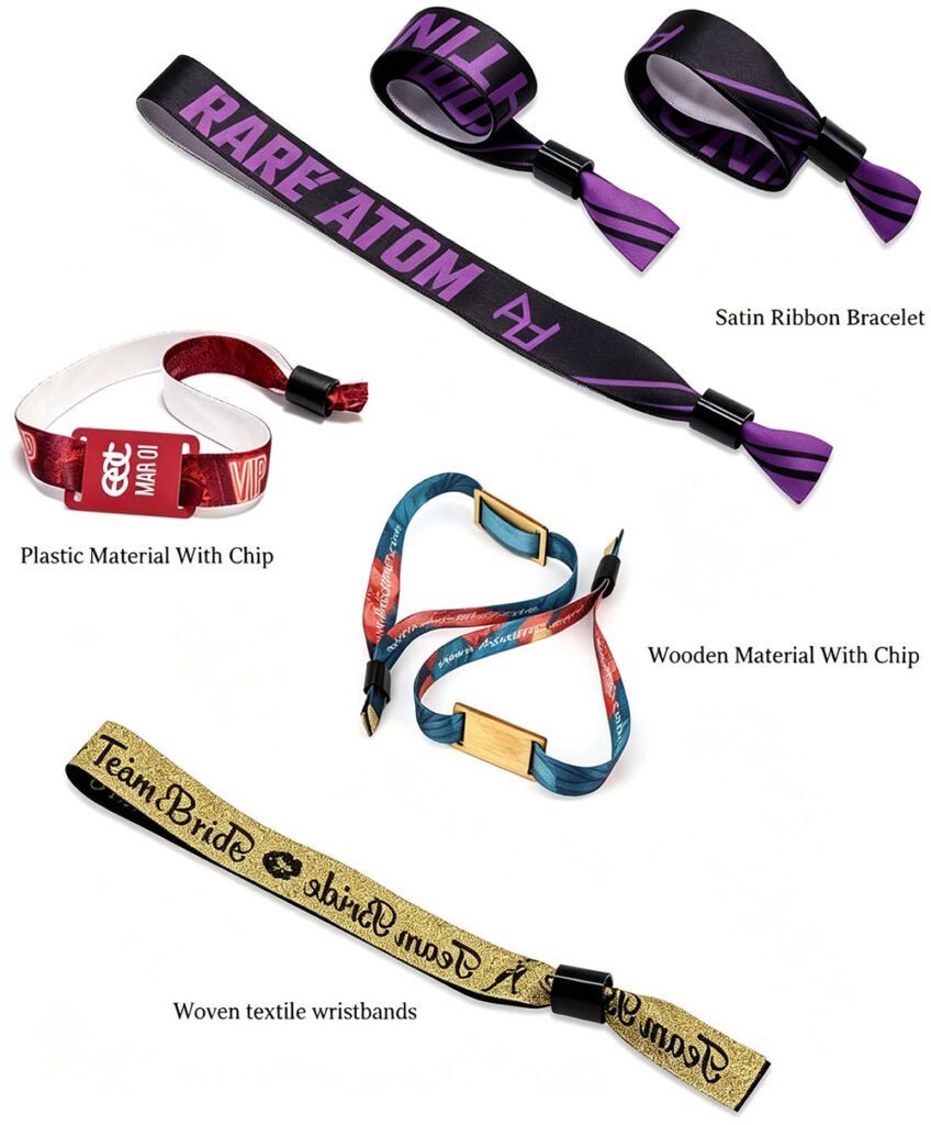 A collection of all types of fabric wristbands